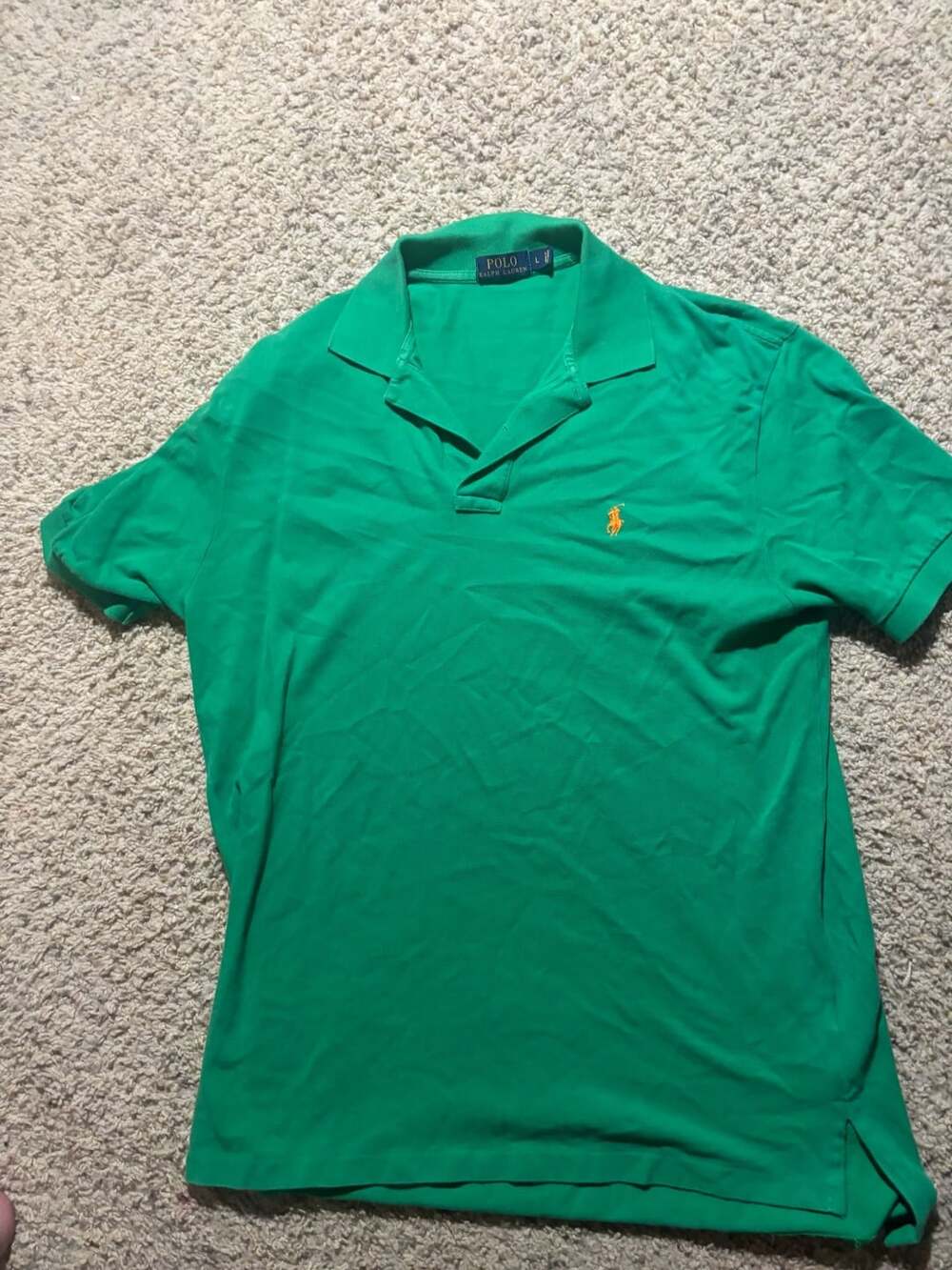 Polo Ralph Lauren Polo Shirt Size L Green Orange Pony